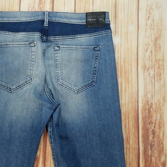 Vintage True Religion Jeans 33 Stovepipe Medium/Dark Wash Sand Blasted Raw Hem - Picture 12 of 14